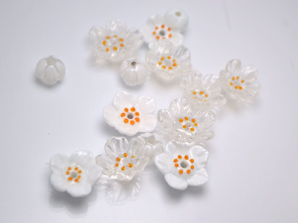 Handmade Lampwork Beads Diphylleia Grayi Jewelry Making Wedding