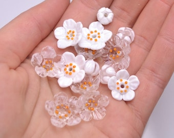 Handmade Lampwork Beads Diphylleia Grayi Jewelry Making Wedding
