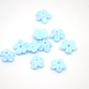 Opaque blue Mini flower beads, Blue spacer beads, Wedding lampwork, Flower bead caps, Something blue, Tiny flowers, Blue wedding beads
