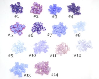 Lavender small flower beads, Purple cute flowers for headband, flowers for tiara making, mini glass flowers, transparent lampwork beads