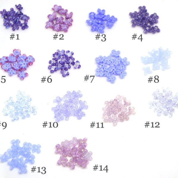 Petites perles de fleurs lavande, jolies fleurs violettes pour serre-tête, fleurs pour diadème, mini fleurs en verre, perles transparentes au chalumeau