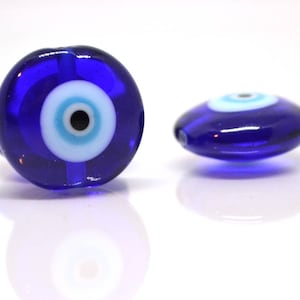 Evil Eye glass Beads protection beads murano glass lentil eye beads lampwork glass art beadwork turkish evil eye protection jewelry blue
