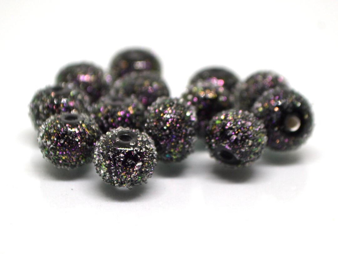 Handmade Lampwork Glass Diamond Beads, Black Aurae Band Shiny –  Covergirlbeads