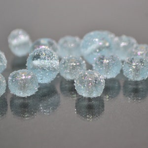 Blue frosted beads, Sugar Glitter bead, Winter glass beads, Sugar lampwork beads, Artisan lampwork, Stardust glass beads, Christmas beads