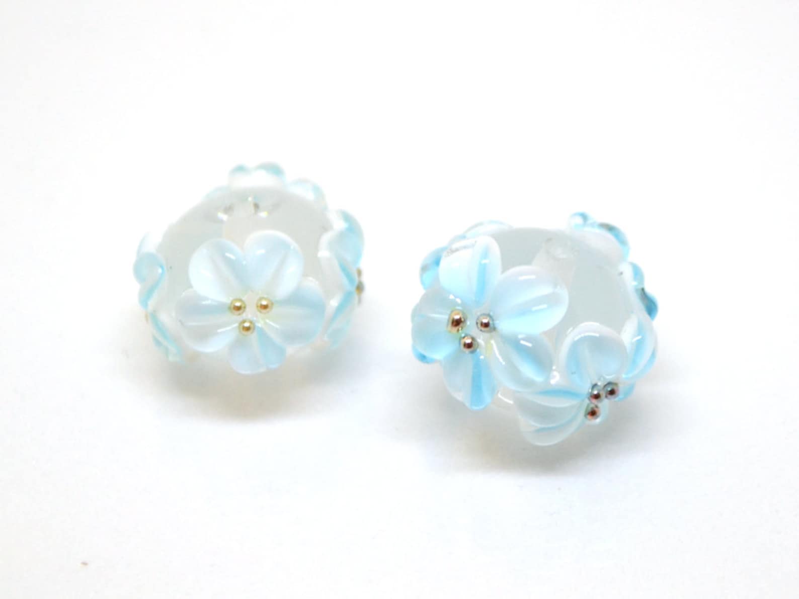 Blue Flower Beads With Flower Bracelet Wedding Bridal Bracelet Etsy