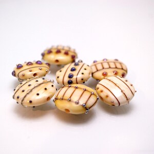 ivory set lampwork bead supplies handmade yellow jewelry bead art glass artisan lampwork glass lentils bead jewelry decor set Murano glass image 5