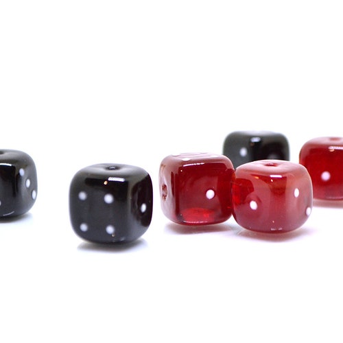 Glass Dice Beads Handmade Lampwork Beads 8mm Glass Cube Etsy