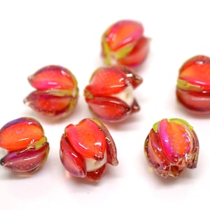 handmade floral beads red tiara making jewellery making jewelry making tiara floral work Floral Accents netting beads murano glass lampwork