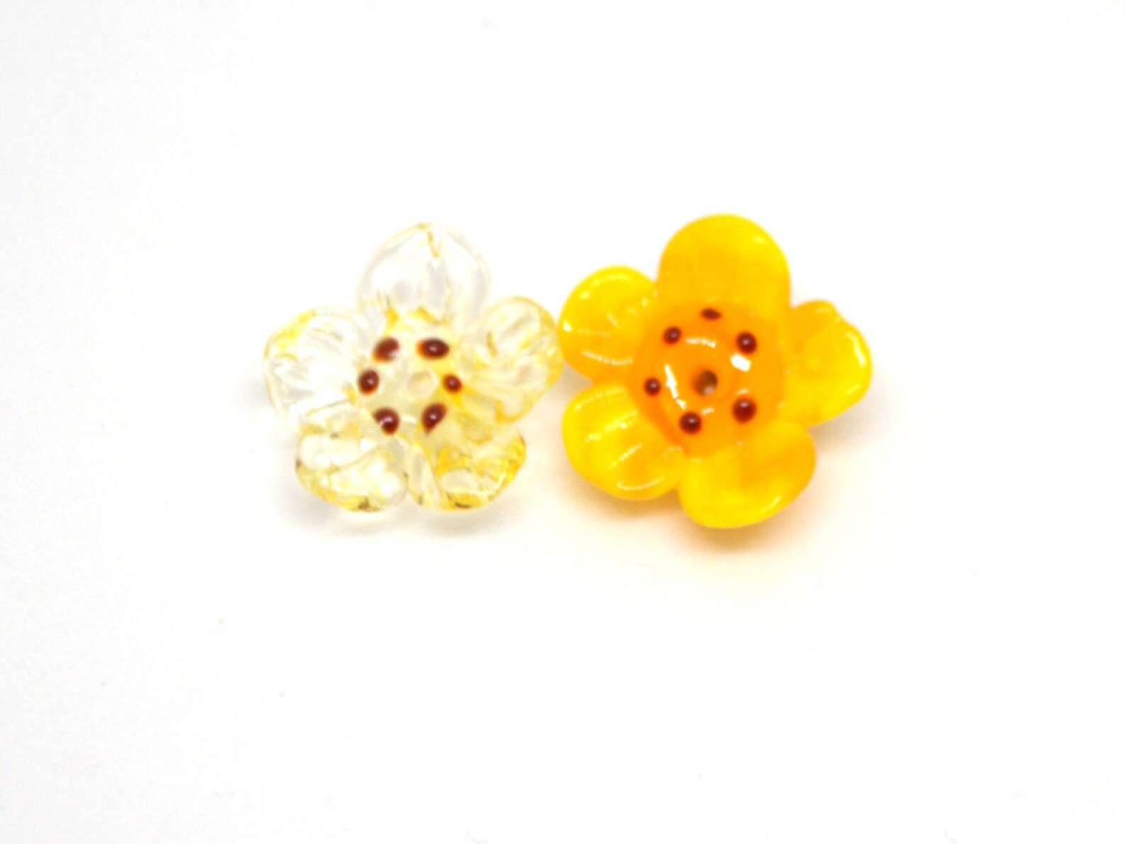 Yellow Glass Beads Set of 12pcs Honey Yellow Flower Beads Etsy