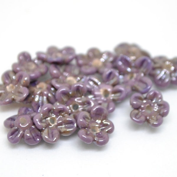 Dark lilac Mini flower beads, Purple shine beads, Small flowers, Flower embellishment, Tiny flowers, Small Tiara flowers