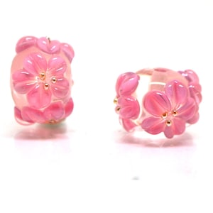 Pink Flower Beads Clear Rondelle Beads With Flowers Rondelle - Etsy