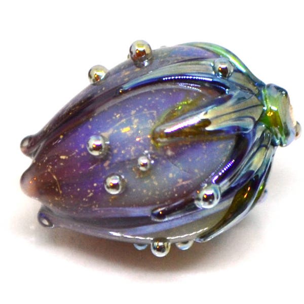 dichroic glass flower lampwork beads sparkling glass bead glitter beads purple glass beads lavender beads floral glass beads stardust beads