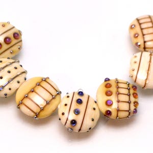 ivory set lampwork bead supplies handmade yellow  jewelry bead art glass artisan lampwork glass lentils bead jewelry decor set Murano glass