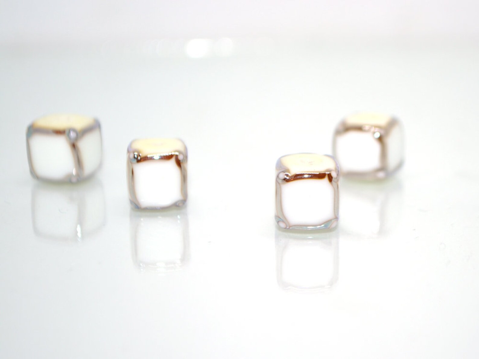 White Silver Square Beads White Cube Beads White Spacer | Etsy