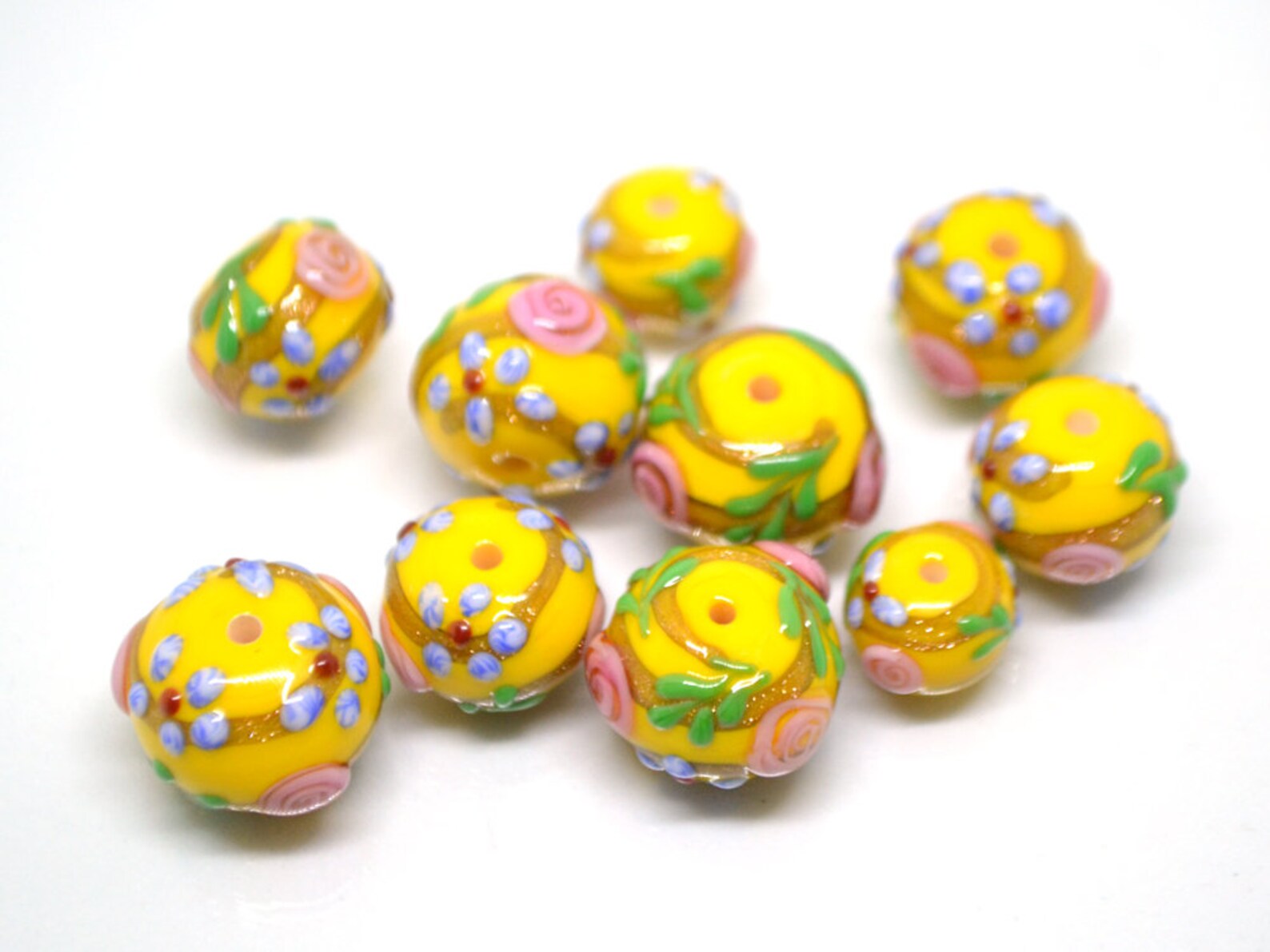 Sunny Yellow Glass beads Vintage glass beads Glass Etsy