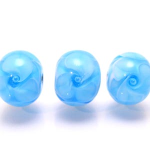 handmade blue beads lampwork bead glass aqua bead jewelry making set  artisan lampwork glass blue bubbles flower jewelry decor Murano glass