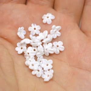 Mini perline di fiori, Perline opache bianche, Fiori da matrimonio, Abbellimento floreale, Applicazione di fiori, Piccoli fiori