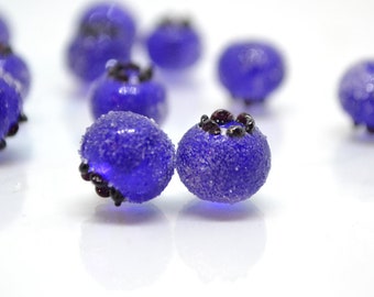 Frost glass berries, Lampwork blue cobalt blueberry, Lampwork berry, Northcountry Blueberry