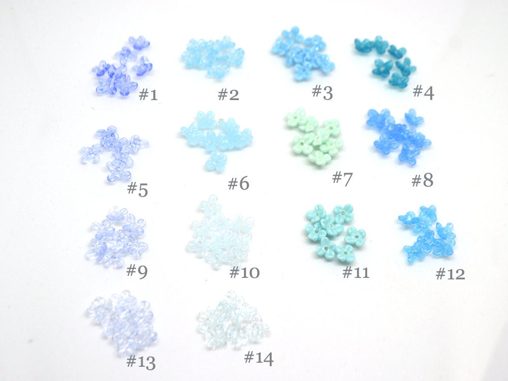 Sky blue small flower beads, Aqua blue glass flowers, cute flowers fo…