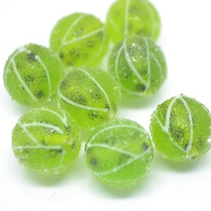 Lampwork krusbärspärlor, Gröna bärpärlor, Glasbär, Trädgårdsbärspärlor, Glaskrusbärspärlor, Bärsmyckestillverkning
