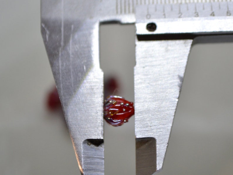 Bordeaux beads Small glass beads Deep red 7mm floral lampwork beads Half drilled beads Tiny glass beads Red and Silver flower beads