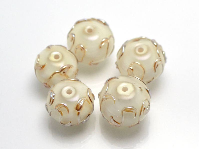White pearl artisan lampwork bead handmade glass beads for Etsy