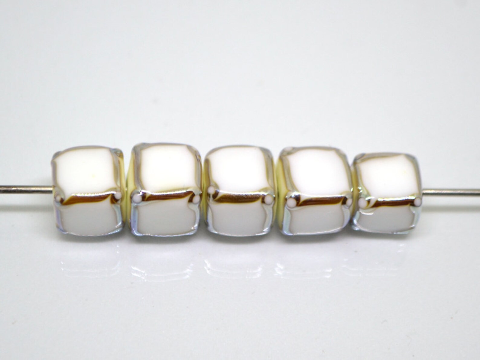 White Silver Square Beads White Cube Beads White Spacer - Etsy