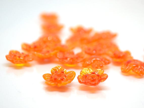 Collier Pierres Orange Fleur - Neuf Dans Son Emballage - Plaqué Or Jaune, Livraison Gratuite