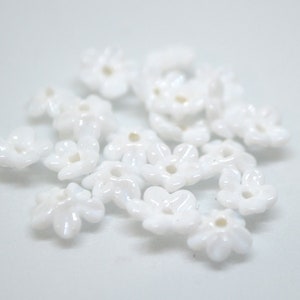 Mini Flower Beads, White Opaque Beads, Wedding Flowers, Flower