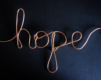 Hope, Wire Art, Wall Art, Wire Word Art, Wire Words, Word Art, Wire, Wall Art, Words, Wire Wall Wart, Custom Wire Word, Wire Word Decor, Art