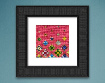 Stained Glass Flowers Small Craft Gift Original Wall Art Modern Cross Stitch Kit Needlepoint Kit Embroidery Kit Craft Kit