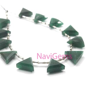 Beautiful Tiny Trillion Shape Beads 1 Strand Natural Green Aventurine Gemstone 12 Pieces Briolette Beads Size 12x15-14x16 MM Making Jewelry