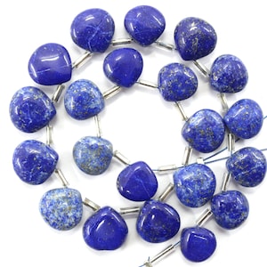 Lapis Lazuli Heart Beads: 21-Piece Smooth Gemstone Strand (9-11mm)