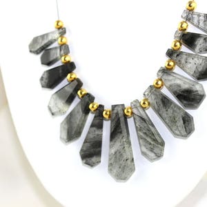 Natural Black Rutile Faceted Gemstone Fancy Shape Rutile Beads Size Approx 9x18-14x37mm Gemstone Rutile Beads Black Rutile Stone Wholesale