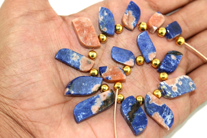 Natural Sodalite Flat S Shape Beads Sodalite Stone Blue Color Natural Stone Smooth Stone Fancy Necklace Stone Sodalite Stone Blue Sodalite