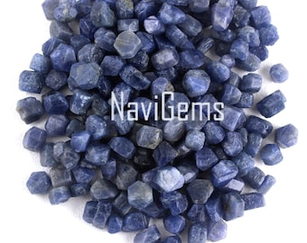 AAA Blue Sapphire Rough Gemstone: 10 Pcs Jewelry Making (6-8 MM)