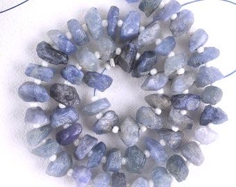 50 Blue Sapphire Rough Gemstones: 6-8mm Drilled Jewelry Making
