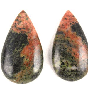 2 Pcs Natural Unakite Jasper Cabochon,Unakite loose gemstone,Unakite Cabochon gemstone,Unakite Jasper,Unakite gemstone,Pear Shape,Wholesale