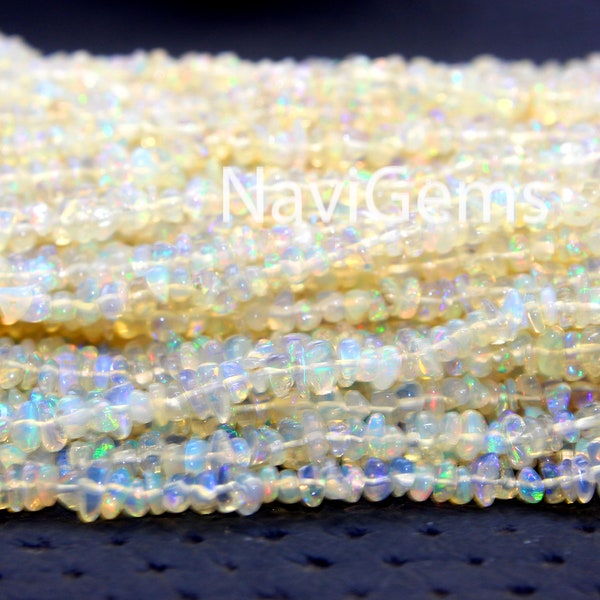 AAA Quality Natural Ethiopian Opal Fire Smooth Chips Beads 15" Long Strand Multi Flashy Opal Gemstone Chips 3-4 MM Beautiful Tiny Uncut Chip