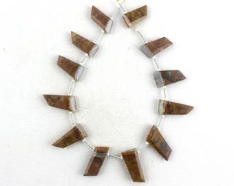 Faceted Picture Jasper Beads: Fancy Shape Gemstone Strand