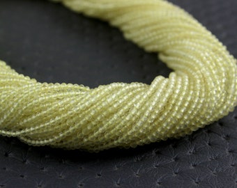 Lemon Quartz Rondelle Beads: Faceted Gemstone Strand (1.5-2 MM)