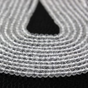 12,5 &quot;langer natürlicher Kristallquarz-Edelstein, facettierte Rondell-Perlen, Größe 3-3,5 MM Bergkristall Perlen, Schmuck-Großhandelsrate bildend