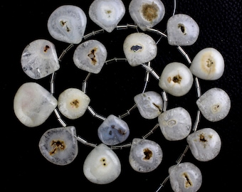 Solar Quartz Heart Briolette Beads: 20 Piece Strand (12-19 MM)