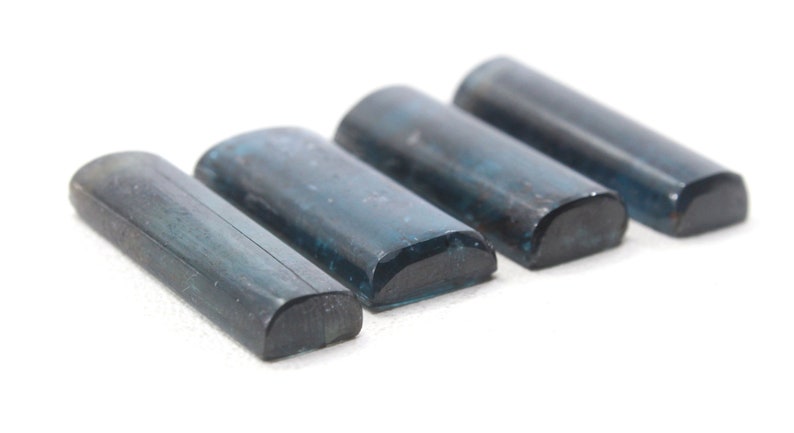 Smooth Rectangle Shape Cabochons High Quality 4 Pieces Natural Moss Kyanite Size 8x26-11x30 MM Making Blue Kyanite Jewelry Wholesale Price