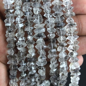 Good Quality 15&quot; Long Herkimer Diamond Quartz,Herkimer Beads,Diamond Quartz, Herkimer Gemstone, 5x8-6x9 mm ,Center Drilled,Wholesale Price