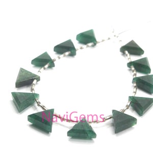 Amazing 1 Strand Natural Green Aventurine Gemstone 12 Pieces Faceted Trillion Shape Briolette Beads Size 12x14-13x15 MM Making Jewelry Beads