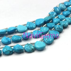 Best Quality 1 Strand Natural Turquoise Heart Shape Briolette 7-9 MM Beads , Smooth Heart Turquoise, 16 Pieces Strand Smooth Heart Beads