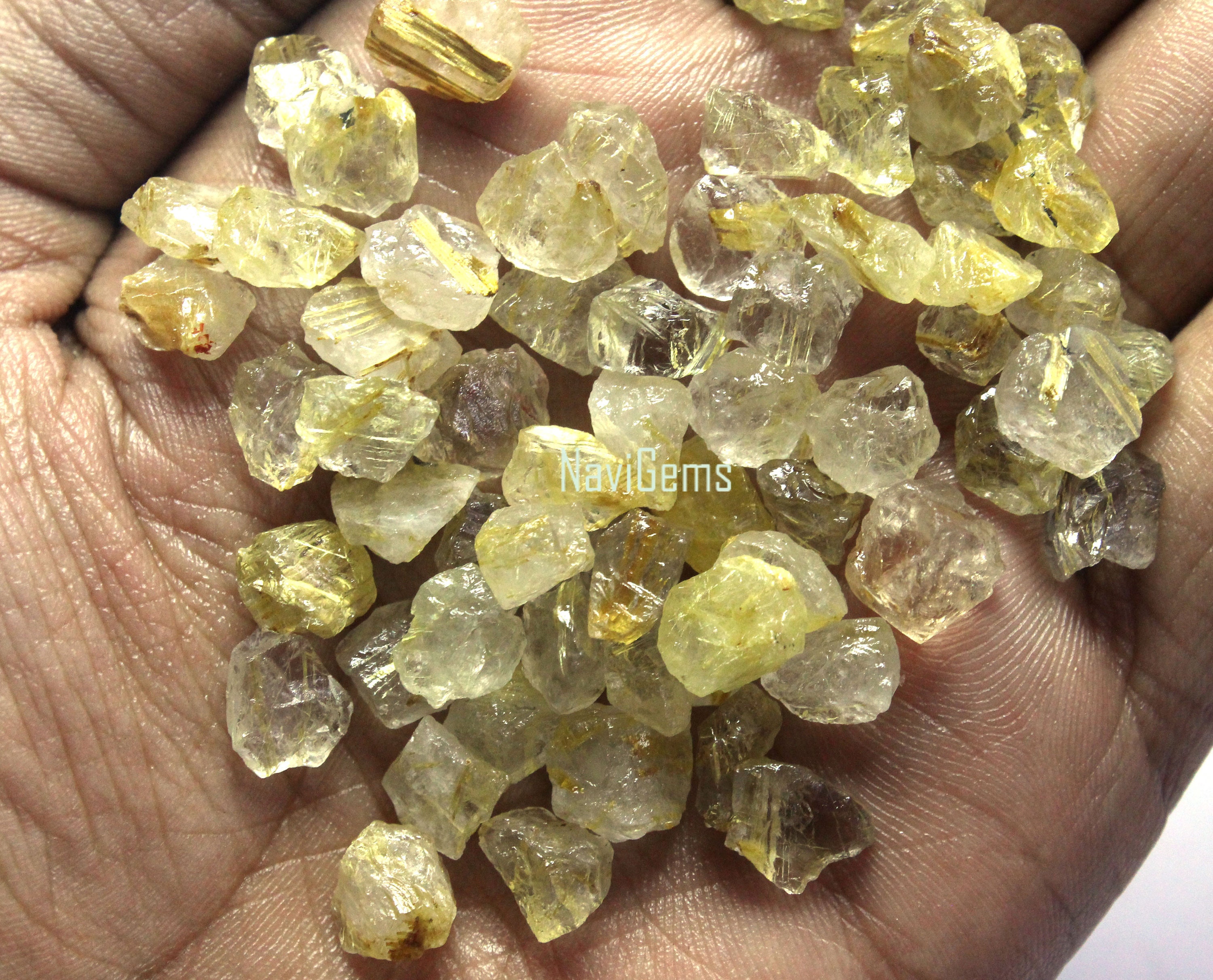 Lab Rutile Rough 50 AAA Golden Rutile Rough Gemstones: Natural Undrilled Crystals (6-8 ...