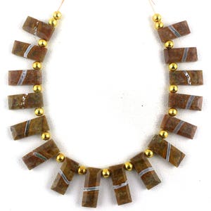 Best Quality 1 Strand Natural Picture Jasper Rectangle Shape 8x17-8.5x21mm Beads Genuine Jasper Faceted Stone Picture Jasper Gemstone Jasper
