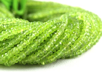 AAA Quality  13&quot; Natural Peridot Rondelle Beads,Birthstone Beads,Peridot Gemstone,4-4.5MM,Faceted Gemstone,Making Jewelry,Wholesale Price